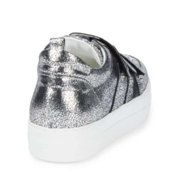 Alessandro Dell’ Acqua Leather Low Top Glitter Silver Sneaker Shoe US 8.5B NIB - Picture 7 of 15